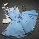 【QI YU】新款礼服公主蕾丝生日礼服蓬蓬裙短款宴会主持人敬酒服