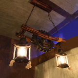 美式乡村工业复古loft仿古树脂麻绳吊灯个性创意酒吧灯咖啡厅灯具
