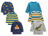 现货英国NEXT正品16秋季男童宝宝恐龙汽车图案长袖T恤3件打底衫
