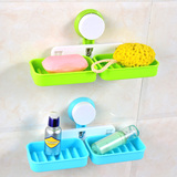 创意 强力吸盘肥皂盒壁挂沥水肥皂架卫生间双层香皂收纳架置物架