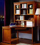 纯实木书桌电脑桌书柜组合写字台书架现代中式书房一体橡木办公桌
