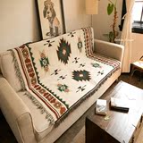 外贸美式波西米亚线毯双三人棉线沙发巾盖毯飘窗垫客厅地毯披毯