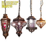 漫咖啡灯饰全铜镂空彩色玻璃吊灯阿拉伯灯具西餐厅咖啡厅吊灯特色