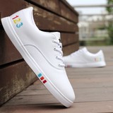 夏季新款小白鞋低帮男鞋子系带学生鞋男士运动休闲鞋韩版潮流板鞋