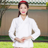 2016中国民族风外套 纯白色棉麻秋季新款女装 复古禅意上衣茶人服