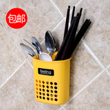 日本进口吸盘筷子筒勺子筷子架厨房餐具收纳盒挂式沥水筷筒筷子笼