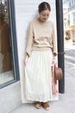 日本高端Journal Standard IENA麻针织松紧腰浅褶长裙半身裙