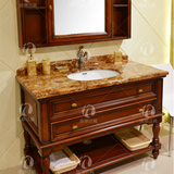 美式橡木浴室柜组合简欧实木卫浴柜镜柜洗脸盆洗漱台卫生间落地柜