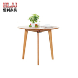 小户型餐桌 日式圆形简约餐桌椅组合北欧白橡木实木圆桌餐厅家具