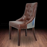 实木餐椅真皮艺书椅欧式美式loft复古餐桌椅子组合高背新古典时尚