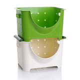 日本进口inomata叠加式厨房置物架 塑料水果蔬菜收纳筐创意储物架