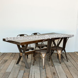 复古家具铁艺餐桌椅组合4人6人小户型 长方形餐厅桌椅一桌四椅