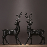 欧式麋鹿两件套树脂动物家居玄关桌面美式乡村别墅样板间装饰摆件