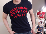 美国正品abercrombie fitch男16af超柔贴布刺绣复古修身短袖T恤