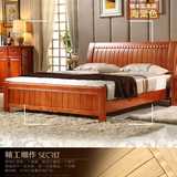 简单橡木实木床 1.5米1.8米双人床出租屋公寓旅店客房普通床 特价
