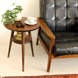 日式纯实木橡胶木小圆茶几边几做旧现代简易创意休闲小圆桌