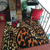 豹纹kitty猫家用卧室床边毯长方形满铺可机洗地毯地垫爬爬垫防滑