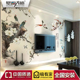 造生活电视背景墙纸大型壁画现代新中式客厅无纺布壁纸布玉兰花鸟