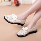 2016夏季新款白色护士镂空软底凉鞋包头女平底坡跟洞洞鸟巢工作鞋