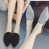 2016夏季新款韩版绒面欧美尖头平底拖鞋舒适平跟包头套脚女凉鞋潮