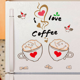 可移除防水墙壁装饰贴画餐厅吧台休闲区冰箱自粘贴纸创意咖啡情侣