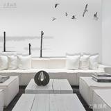 3D北欧现代简约黑白海鸥客厅沙发卧室餐厅背景墙无缝壁纸壁画墙纸