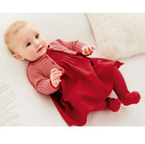 秋装女宝宝红色衣服满月服百天周岁婴儿针织毛衣外套女童纯棉裙子