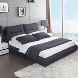 北欧实木床 现代简约1.8米榻榻米软体婚床 小户型可拆洗布艺床