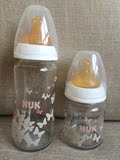 德国 NUK婴儿奶瓶四件宽口玻璃奶瓶防胀气乳胶奶嘴套装 可拆单