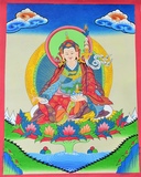 尼泊尔西藏纯手绘唐卡画像佛像精美彩绘莲花生大士48x37cm结缘