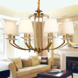 铁艺弯管水晶布罩复古典金古铜欧式美式乡村客厅卧室房间餐厅吊灯