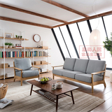 北欧全实木原木小户型客厅一人二人三人可拆洗布艺沙发休闲椅组合