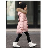 童装冬季韩版中长款外套大毛领加厚童装宝宝pu棉袄女童皮棉衣