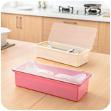 居家家 简约带沥水隔层塑料筷子盒 厨房带盖沥水筷子笼餐具收纳盒
