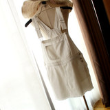 ISSGI新款 韩版学院风裙子牛仔背带裙减龄宽松白色半身短裙 夏潮