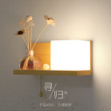 现代简约过道卧室时尚个性壁灯床头灯 创意led玻璃实木墙灯