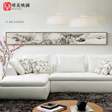 新中式横幅长条挂画 现代中式客厅床头装饰画 禅意古风雅韵山水画