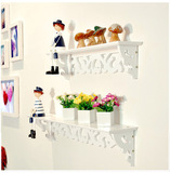 韩式田园白色雕花壁挂镂空墙上置物架墙面装饰层板衣帽架挂钩