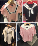 【海军风特辑】SPAO专柜上海代购 16夏款女装假两件水手服T恤