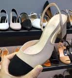 韩国正品代购女鞋2016春夏新款时尚拼接小香粗高跟单鞋A74