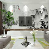 中式山水情电视背景墙壁纸3d酒店大堂客厅墙纸水墨国画背景大壁画