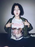 韩国最火超级百搭风景照片复古3D印花宽松男女情侣短袖T恤打底衫