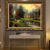 纯手绘托马斯花园风景油画托马斯风景山水画欧式别墅玄关装饰画横