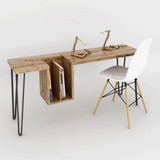 美式乡村北欧复古铁艺电脑桌实木工作台原木书桌会议桌办公桌