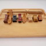 【采莲来】日式和风原木实木雕刻筷架小鱼树叶筷子枕/木制筷托