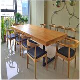 LOFT美式家具复古工业风办公桌简约实木餐桌多人长方形会议桌长桌