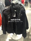 HM H&M专柜正品代购2016春女装蜡面高立领连帽夹克外套0352764001