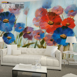 欧式简约电视背景壁画 客厅卧室无缝无纺布墙纸 个性大型油画花卉