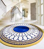 现代简约手工腈纶地毯客厅沙发茶几地毯餐厅2.5米圆蓝地垫定做制