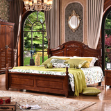 美式床全实木乡村复古床深色床简约小美式双人床古典1.8米欧式床